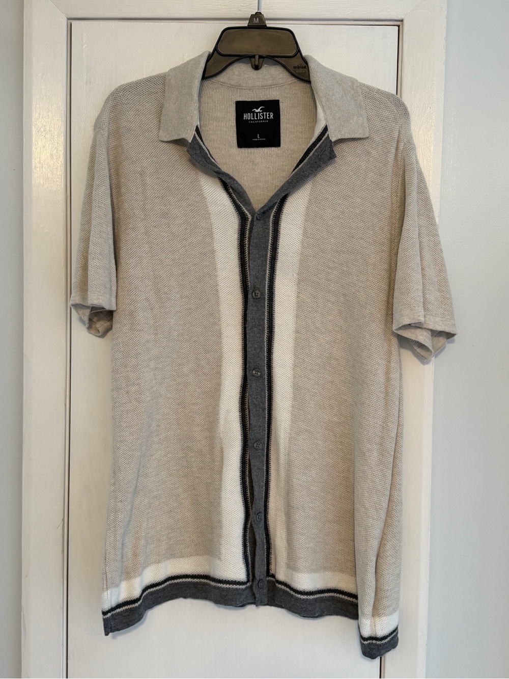 Hollister Short Sleeve Button Cardigan in Neutral Stripes